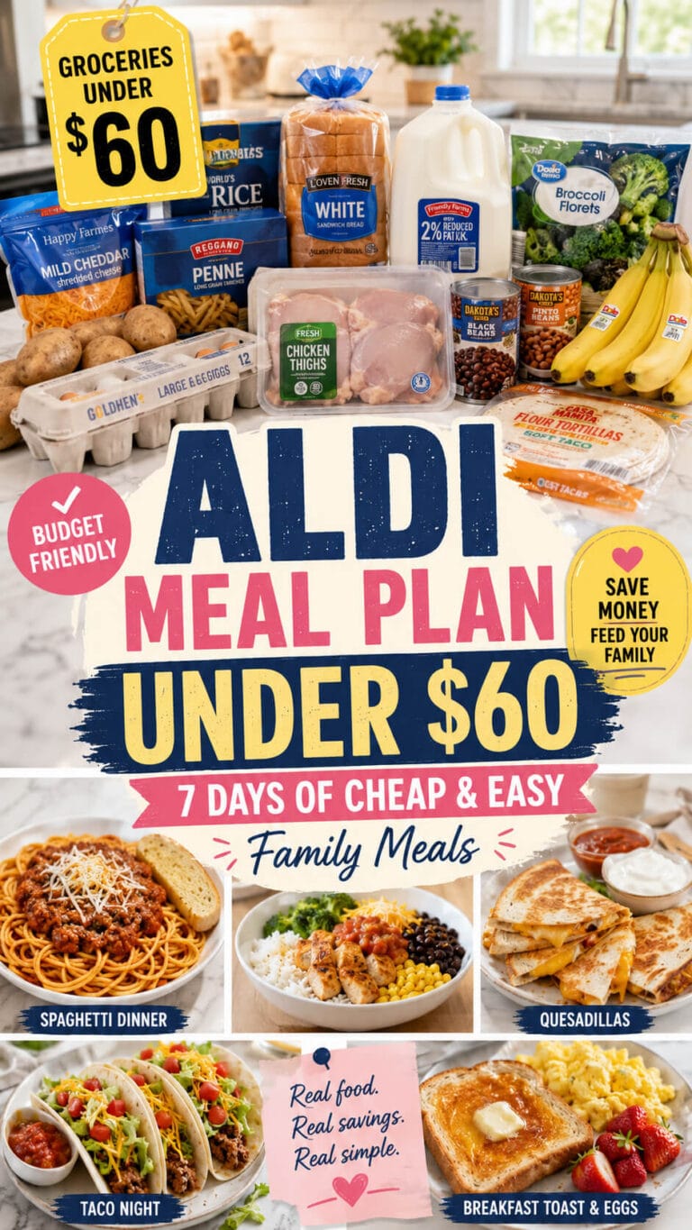Aldi Meal Plan Under $60: 7 Days of Cheap & Easy Family Meals on a Budget