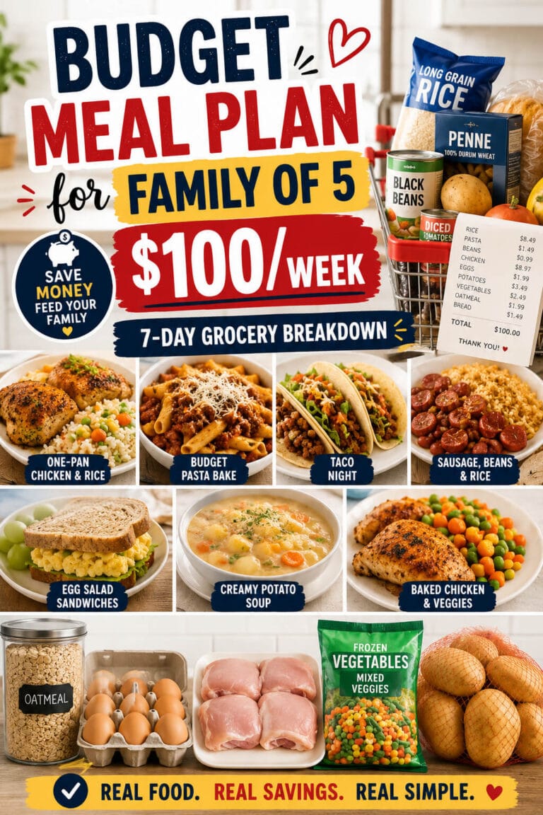 Budget Meal Plan for Family of 5 $100Week