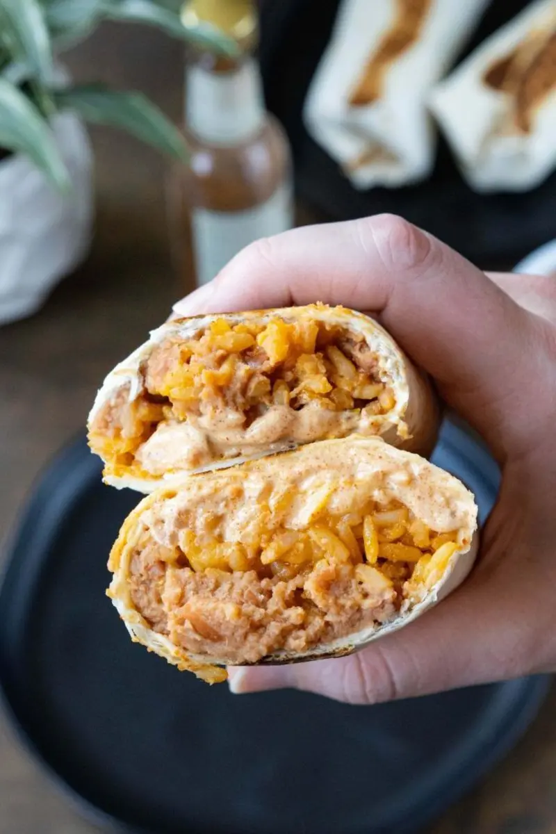 Cheesy Bean and Rice Burrito