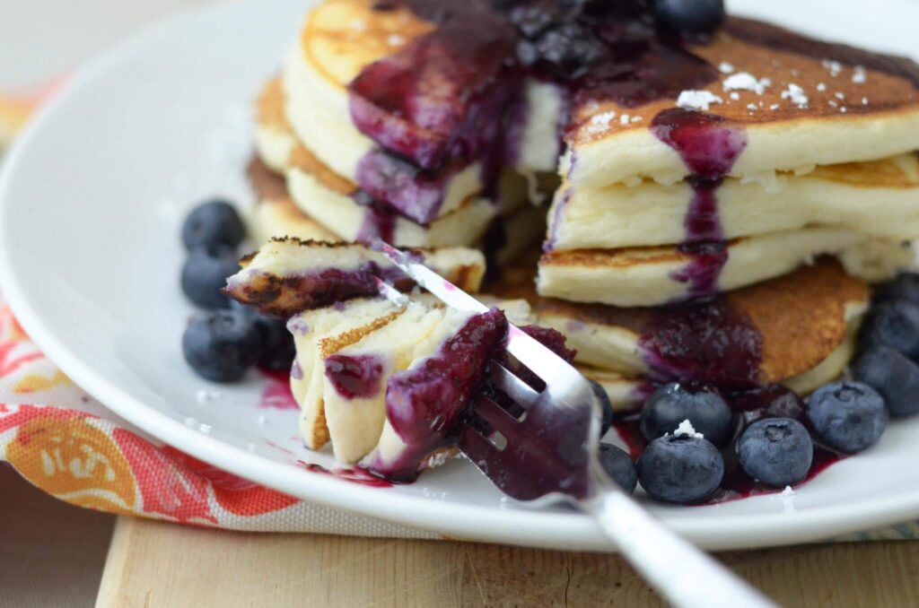 Buttermilk Pancakes with Blueberry Sauce 