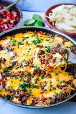 Mexican Cheesy Taco Beef and Rice Skillet