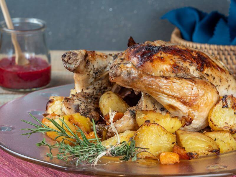 Roasted Chicken with Blackberry Gravy