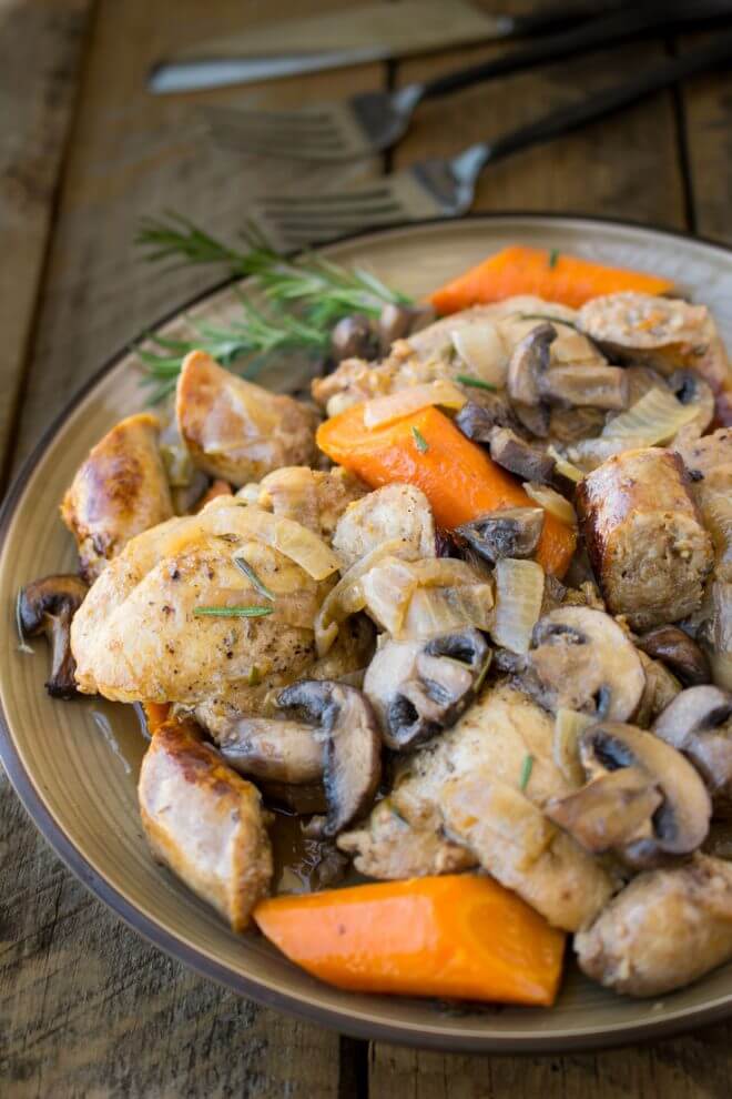 Slow Cooker Chicken with Sausage and Mushrooms