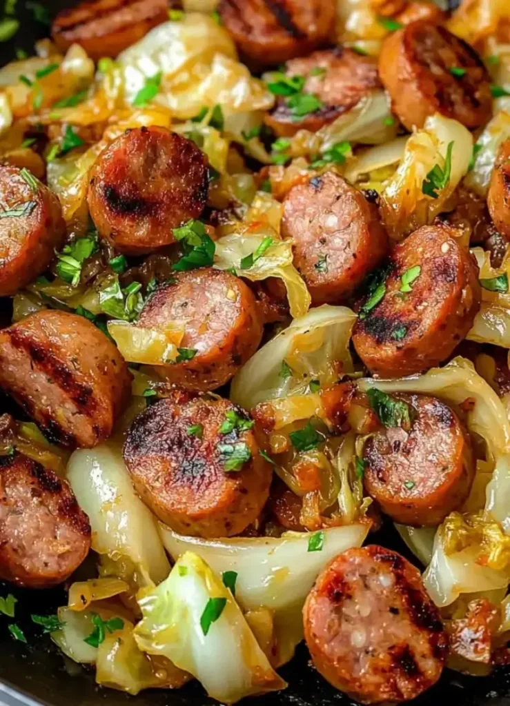 Air Fryer Smoked Sausage and Cabbage Dinner