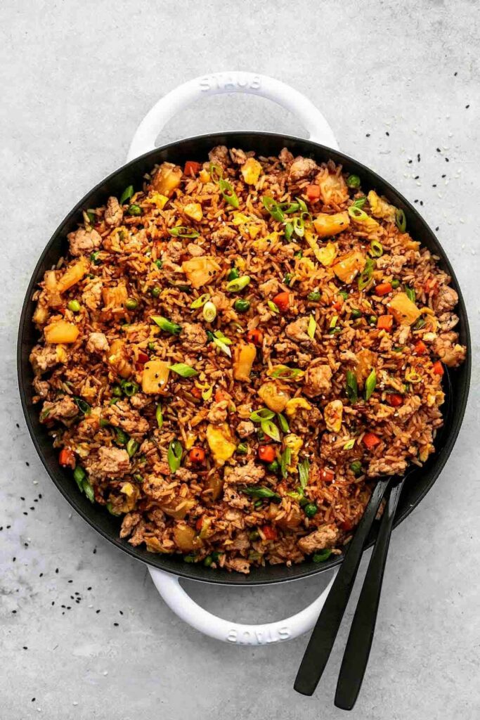 One Pan Pork and Rice Skillet