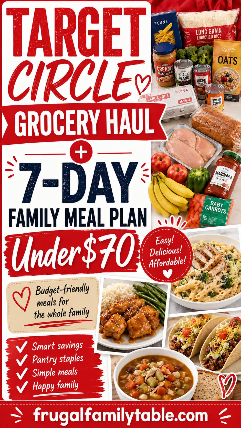 Target Circle Grocery Haul + 7 Day Family Meal Plan Under $70
