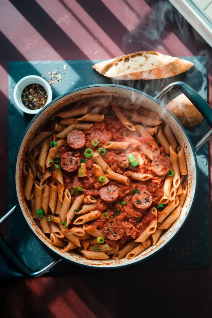 cajun sausage pasta no cream budget dinner