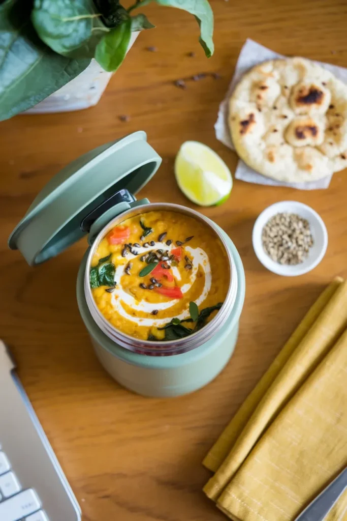 easy thermos meal prep coconut curry lentil