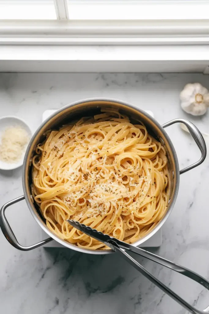 one pot garlic butter pasta budget dinner