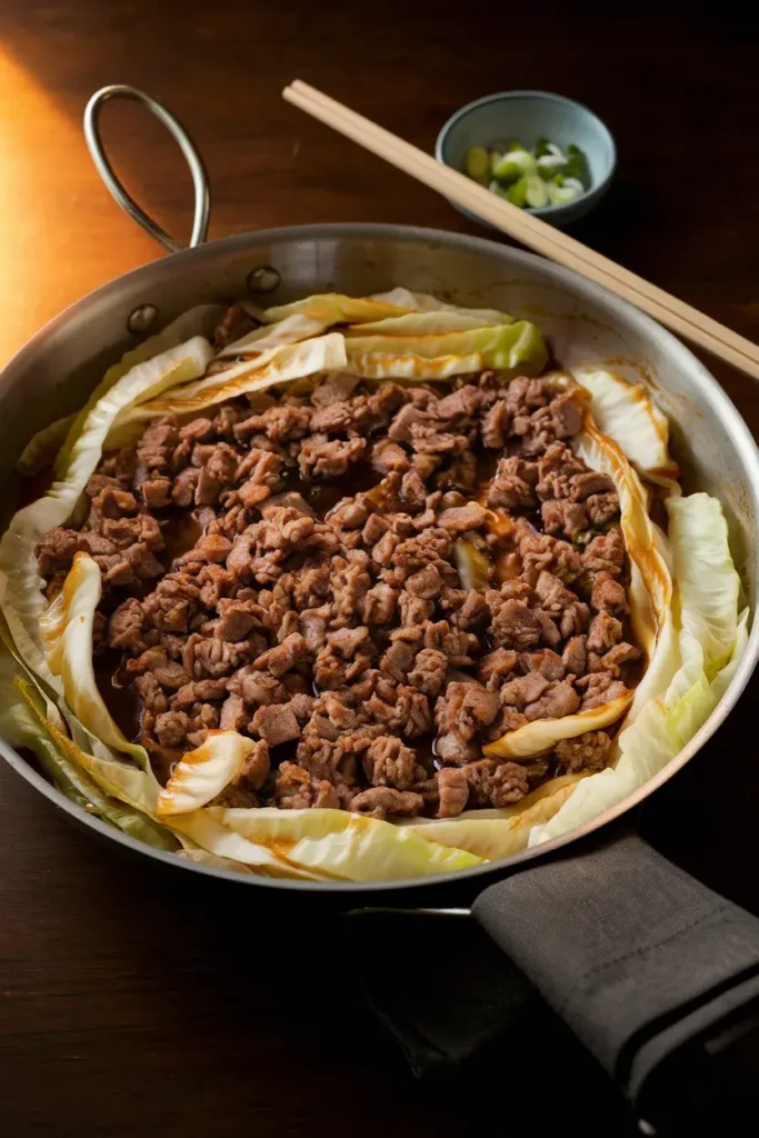one pot ground pork cabbage skillet dinner