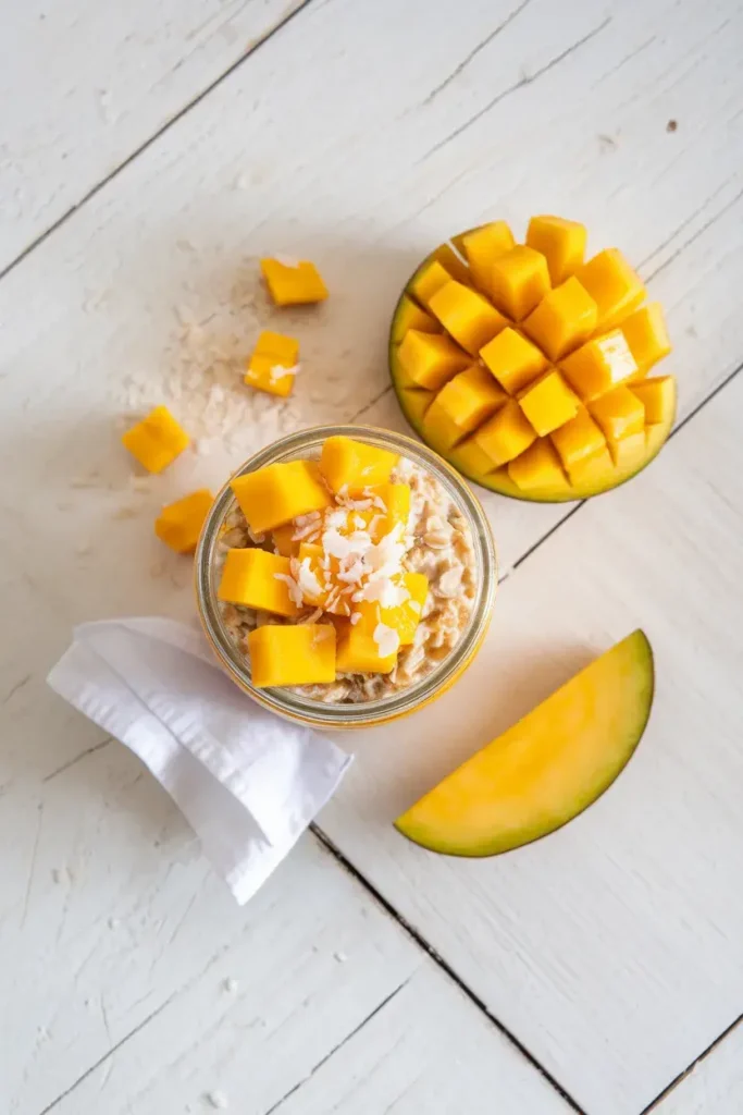 overnight oats mango coconut