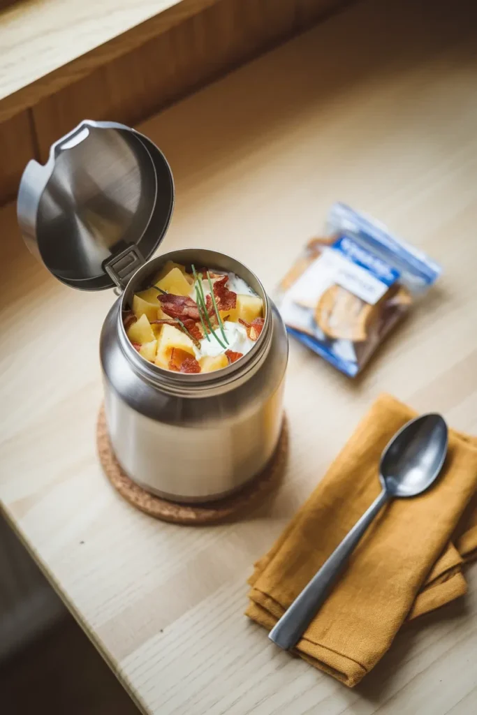 thermos meal ideas loaded baked potato soup