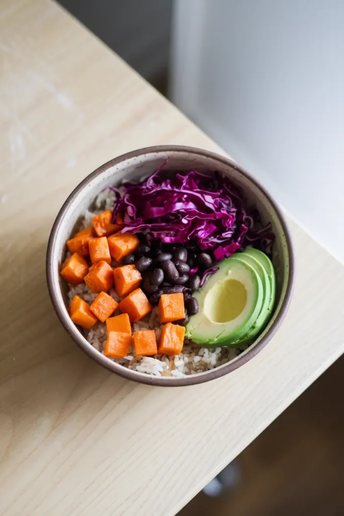 colorful veggie buddha bowl budget dinner