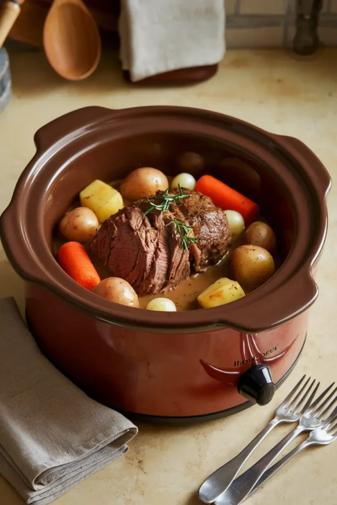 slow cooker budget pot roast dinner